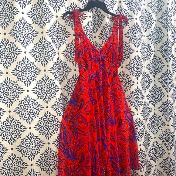 ALEXIS Orange Blue Botanical Asymmetrical … - Picture 3 of 12